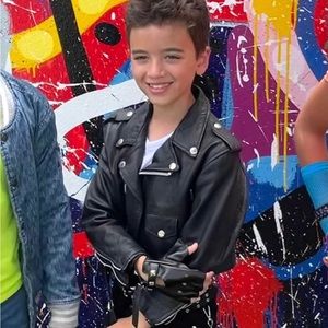 Kids black leather jacket